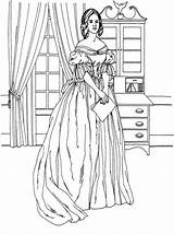 Coloring Victorian Pages Fashion Noblewomen Woman Adult Vintage Women Printable Color Dresses Adults Print Dress Books Book Challenging Getcolorings Getdrawings sketch template