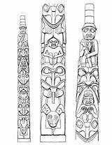 Totem Coloring Poles Pole Native Pages Drawing Printable American Haida Tlingit Indian Tattoo Worksheets sketch template