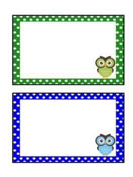 owl cardslabels blank polka dot freebie owl labels owl card