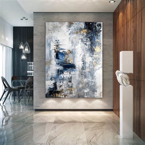 extra large wall art original abstract paintingblue grey etsy   modern abstract