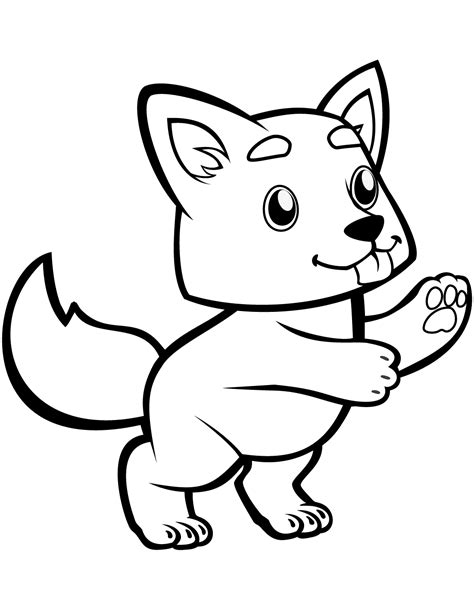 cute tail  wolf cub wagging coloring page  printable coloring pages