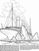 Titanic Coloring Pages Color Drawing Ship Printable Colouring Iceberg Sheets Print Kids Rms Doverpublications Adult Easy Printables Sinking Boats Dover sketch template