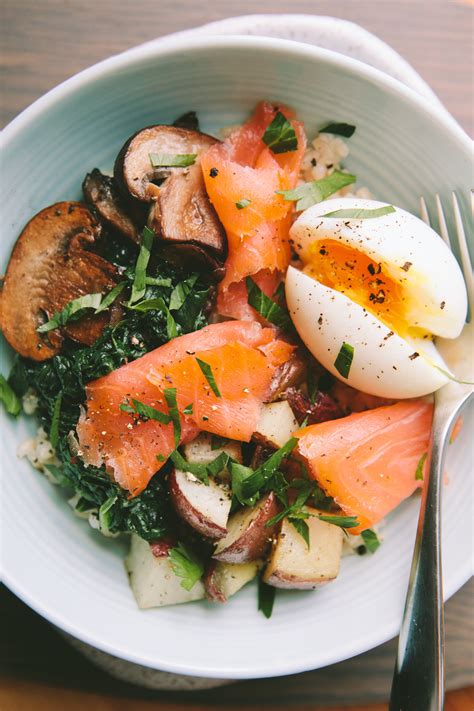 smoked salmon breakfast bowl    minute egg  thought  food