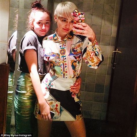 miley cyrus poses with sister noah for video shoot daily mail online