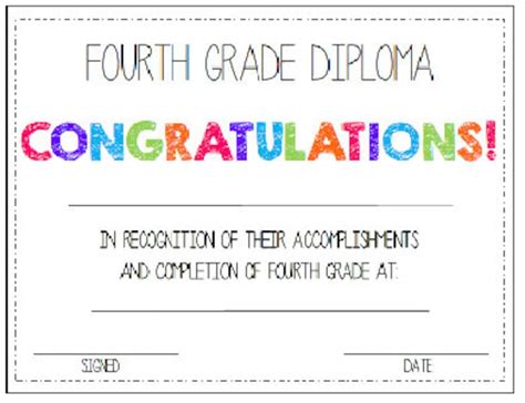 fourth grade  grade diplomaaward etsy