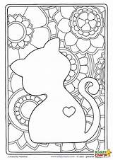Mindful Coloring Cat sketch template