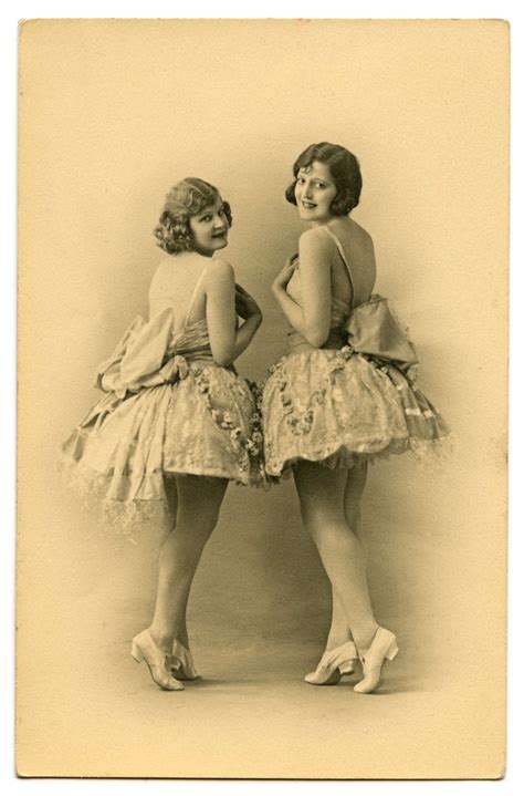 Old Photo Postcard Gorgeous Ballerina Dancers The Graphics Fairy
