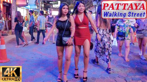 [4k] pattaya walking street night scenes bars clubs and agogo s