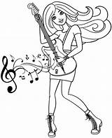 Barbie Coloring Guitar Pages Print Girls Topcoloringpages Doll sketch template