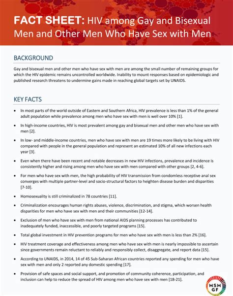 Quick Reference Fact Sheet Hiv Among Gay And Bisexual Men
