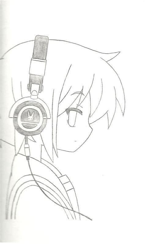 girl  headphones drawing  getdrawings