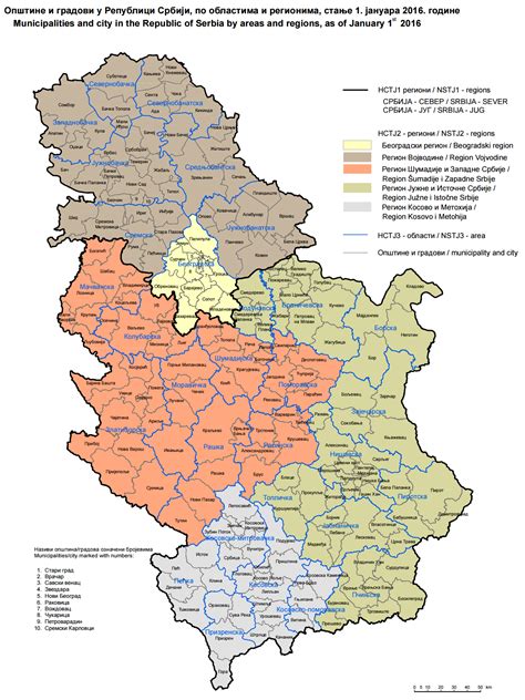 serbia regions map populationdatanet