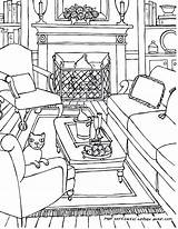 Room Living Coloring Pages Interior Drawing Perspective House Point Color Getdrawings Printable Getcolorings sketch template