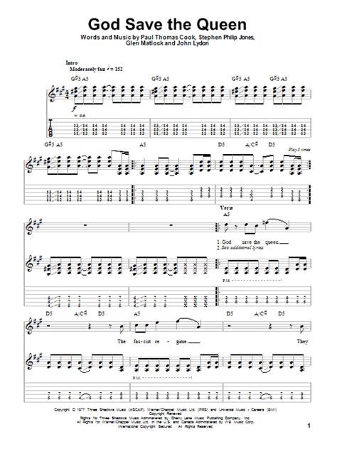 god save the queen guitar tab by sex pistols guitar tab 73933
