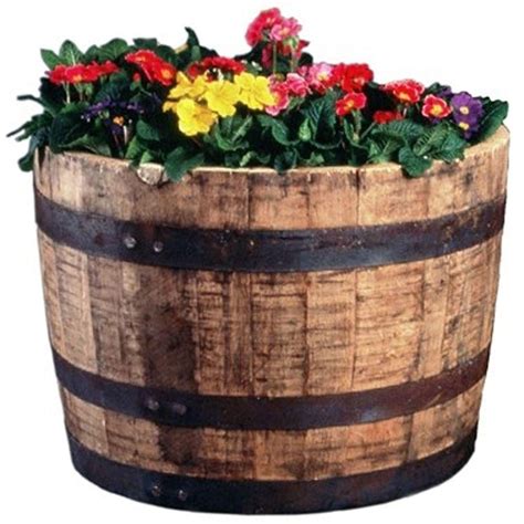 25 In Half Oak Barrel Planter B100 The Home Depot Whiskey Barrel