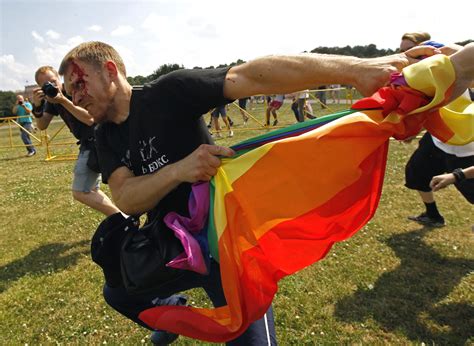 An Anti Gay Protester Clashes With Gay Rights Activists