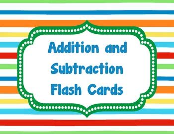 addition subtraction flash cards  berry creative tpt