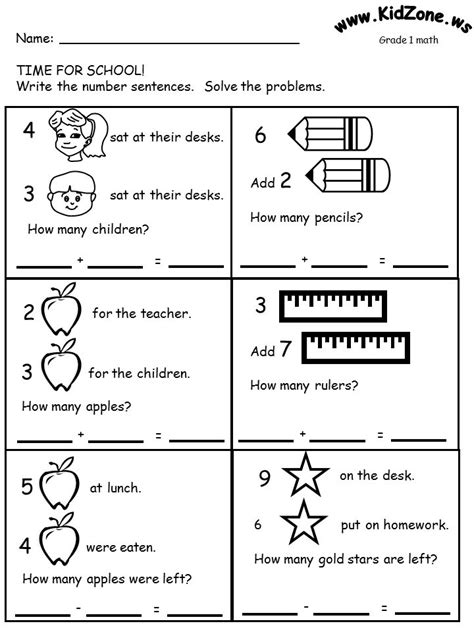 math activity pages kindergarten math problems word problem