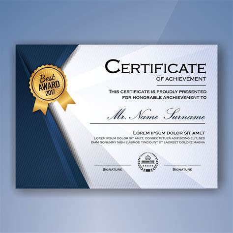 blue  white elegant certificate  achievement template background