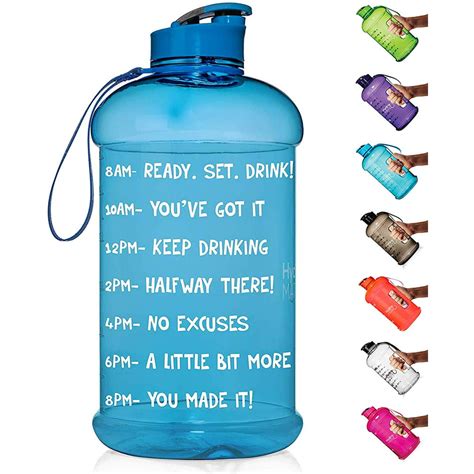 gallon motivational water bottle  time marker large bpa  jug  handle reusable