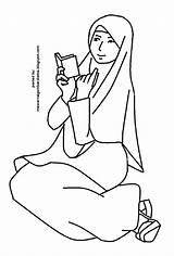 Mewarnai Sketsa Kartun Muslim sketch template