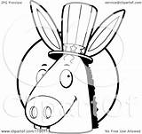 Donkey Head Democratic Cartoon Clipart Front Circle Coloring Thoman Cory Outlined Vector Getdrawings Drawing Clipartof sketch template