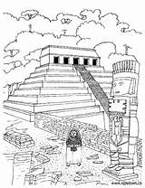 Aztec Coloring Temple Pages Mayans Incas Adult sketch template