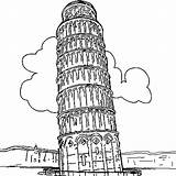 Pise Monuments Coloriage Colorier Pisa sketch template
