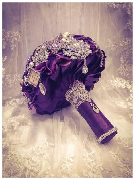 purple rich classic bridal brooch bouquet deposit on purple silver