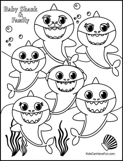 baby shark  family coloring page shark coloring pages family