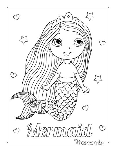 easy mermaid coloring pages  kids    disney coloring