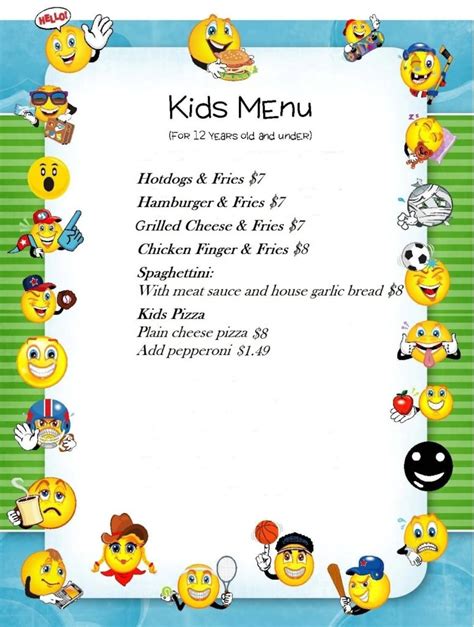 kids menu   format  manotick village