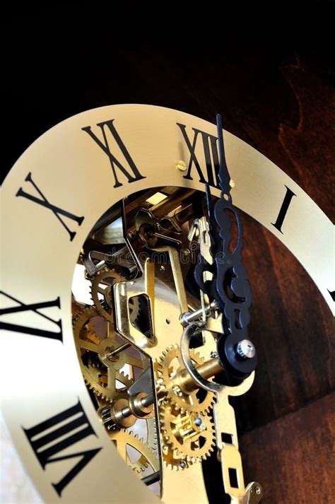 mechanical clock stock photo image  macro metal close