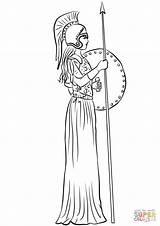 Athena Coloring Minerva Greek Pages Goddess Mythology Printable Athene Athenas Spear Sketch Template sketch template
