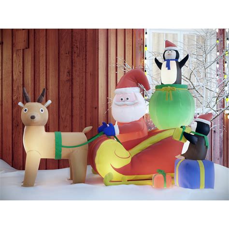Three Posts Christmas Inflatable Santa With Reindeer And Reviews Wayfair Ca