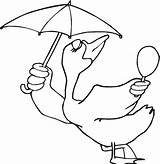 Umbrella Bird Coloring Pages Color Sheet Clipart Animals Holding Cliparts Ducks Boy Umbrellas Sheets Line Animal Preschool Library Printable Popular sketch template