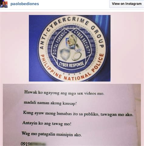 paolo bediones goes to police after new video threat