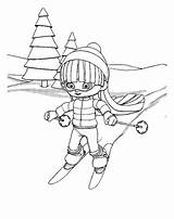 Skiing Coloring Downhill Learning sketch template