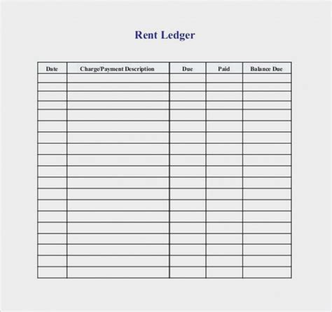 printable ledger template rent receipts rental forms simple