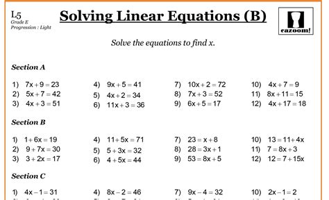 grade math equations  answers