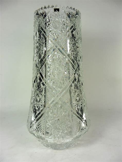 Vintage Cut Crystal Vase Glass Stars Lead Crystal Ebay