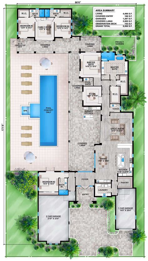 florida house plan  guest wing bw architectural designs house plans