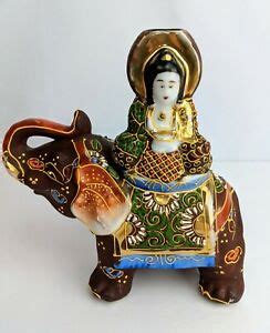 vintage moriyama mori machi satsuma elephant goddess rider gold accents japan ebay