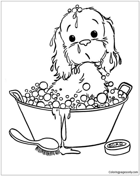 bath  puppy coloring page  printable coloring pages