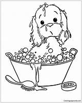 Bath Puppy Pages Coloring Print sketch template