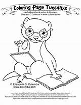 Homework Coloring Doing Weasel Pages Tuesdays Dulemba Animals Tuesday Ferret Getdrawings His Choose Board sketch template