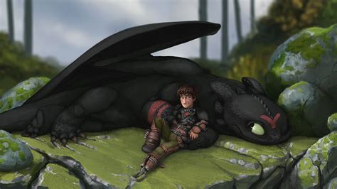 hiccup and toothless after the race by duiker on deviantart