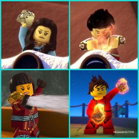 the lego movie characters are shown in four different scenes