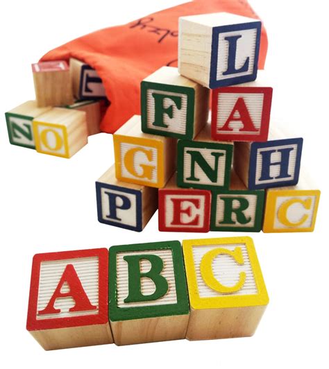 skoolzy abc set  storage bag wood alphabet blocks  pieces