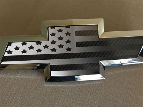 Chevy Silverado Carbon Fiber Bowtie American Flag Emblem Etsy